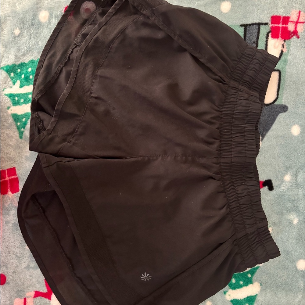 Athleta Black Mesh Racer Shorts XXS